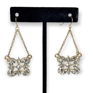 Swarovski Crystal Butterfly Bloom Dangle Earrings Gold Overlay